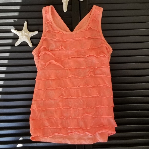 SO Other - SO ruffle Tank top w/ V back and bow, Coral sz 10